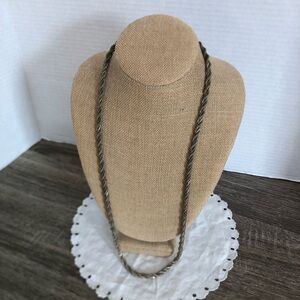 Vtg Silver Twisted Chunky Chain Necklace